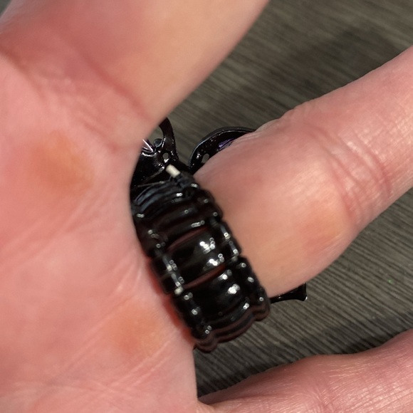 Purple Stones Black Flower Stretch Band Ring New - Picture 8 of 10